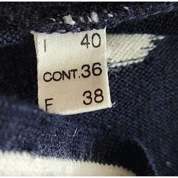 Gispa Italy Womens Wool-Blend V-Neck Sweater Navy Blue White Polka Dot Size 6/8 - Picture 7 of 8